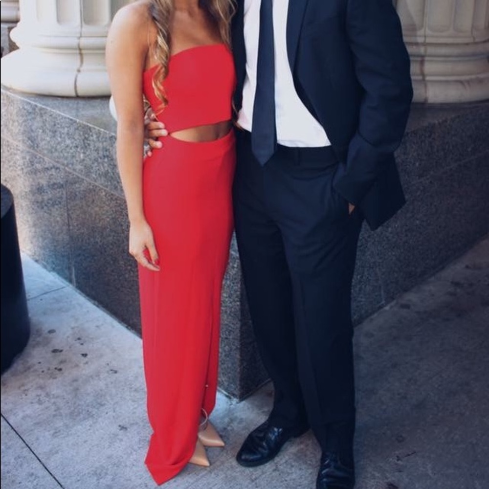 Red two piece gown